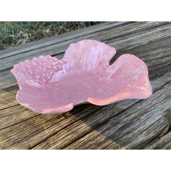 Vintage MCM Pink Lusterware Leaf Shape Bowl DIsh Decor - Picture 7 of 10